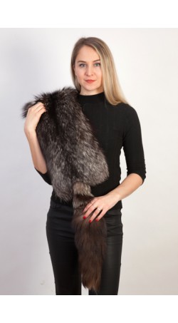 Silver fox fur scarf-collar